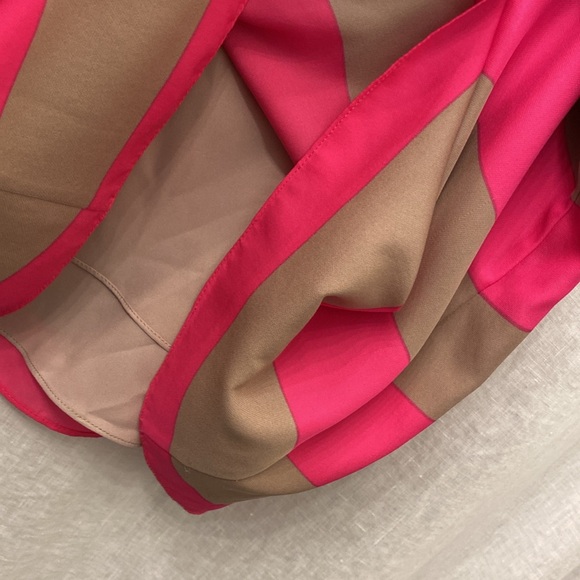 TiBi New York Pink Tan Striped Tank Top Navy Spaghetti Straps Size 6 Silk Blend - Picture 7 of 9